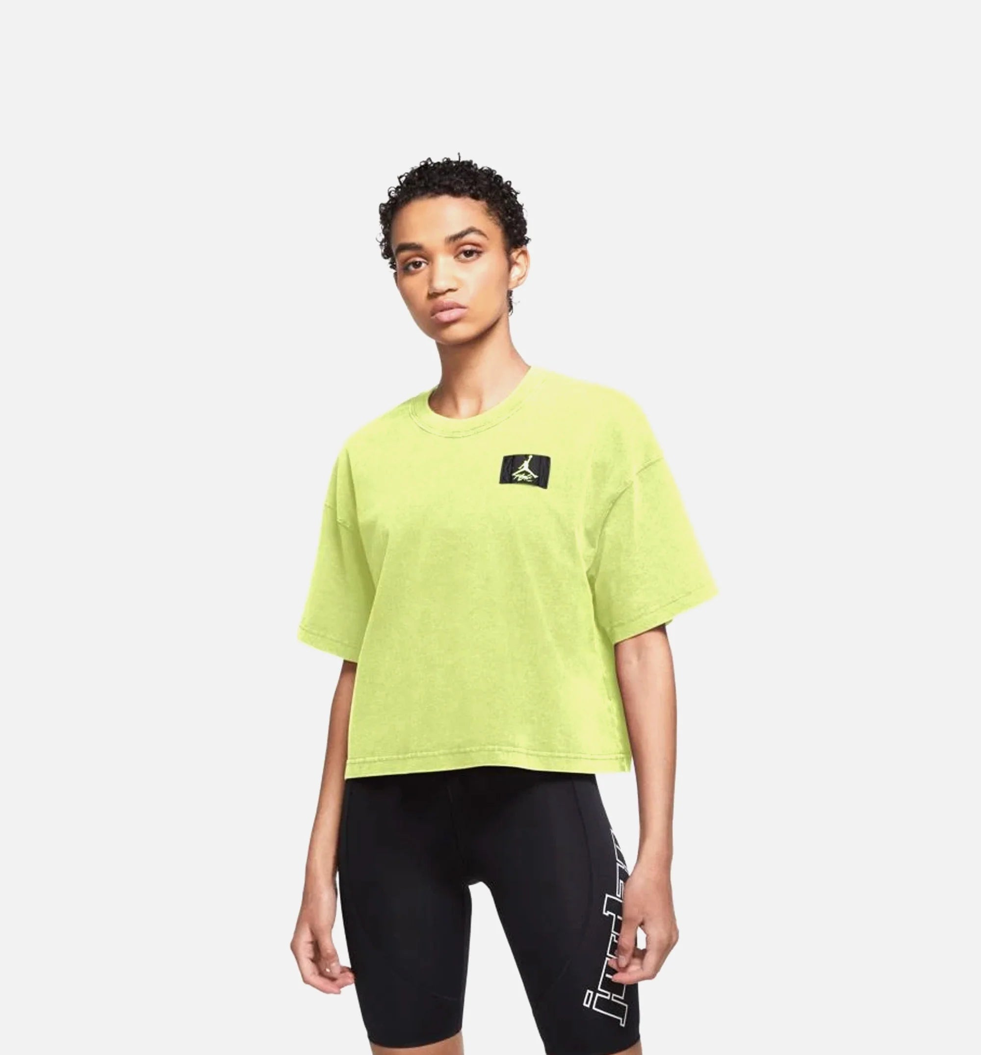 Essential Boxy Womens T Shirt Lime Black