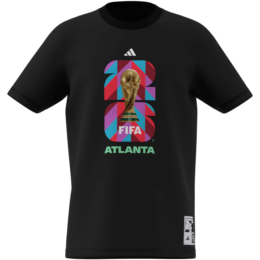 adidas FIFA World Cup 26 Host City Atlanta Graphic Youth Soccer T Shirt Black