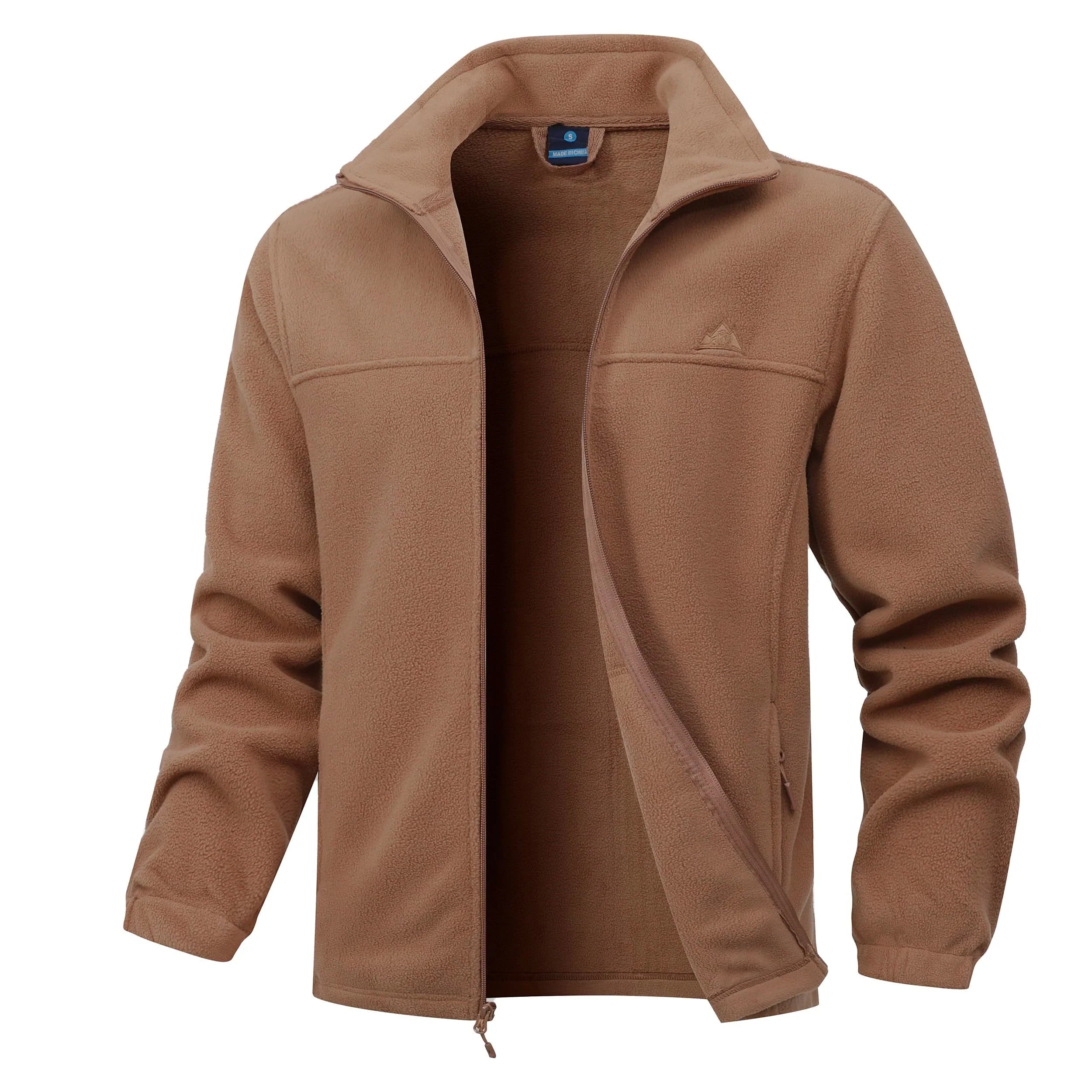 Mens Fleece Full Zip Brown Jacket