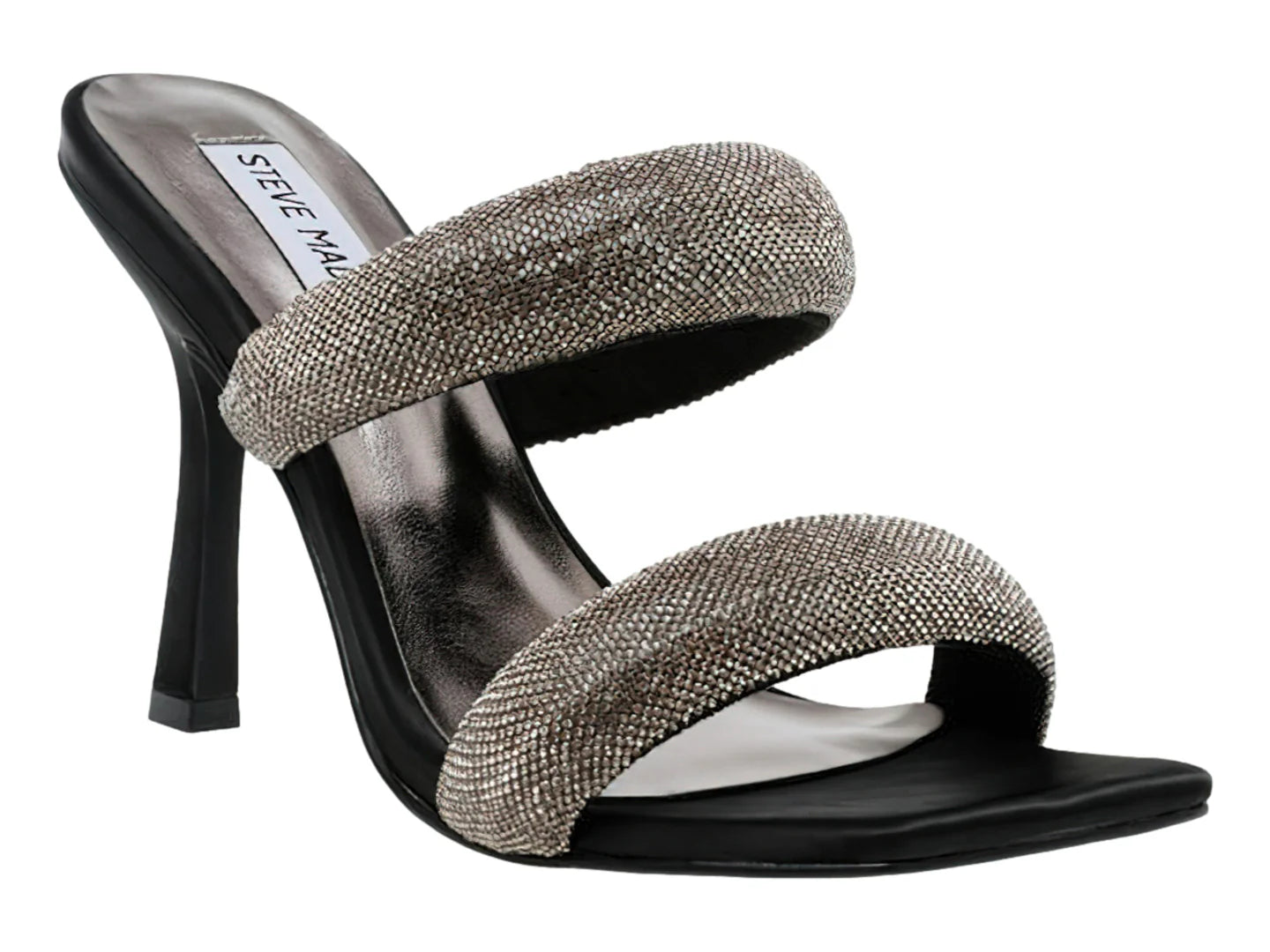 Sandalias de Tacón Steve Madden Negro y Peltre para Mujer