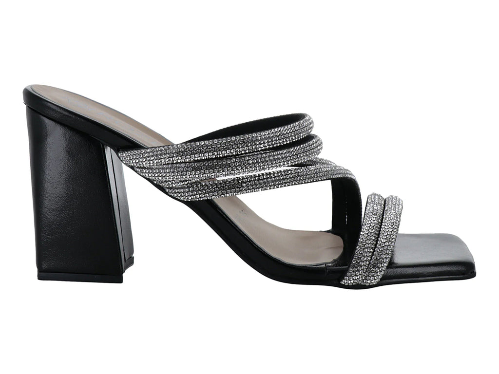 Sandalias Roze Negro Tacón Cuadrado para Mujer