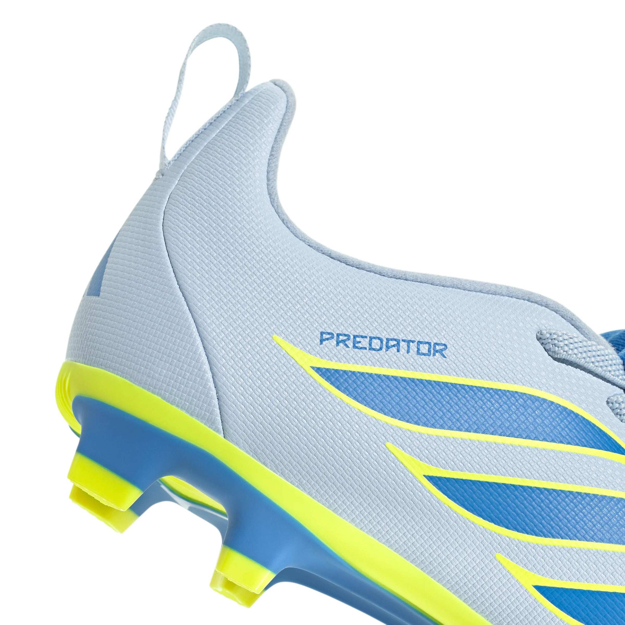 adidas Predator Club Fold Over Tongue Elastic Laces FG MG Firm Ground Multi Ground Youth Soccer Cleats Sky Blue Yellow