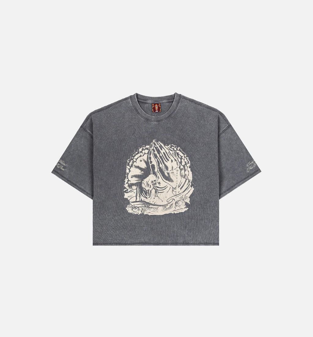 Keep The Faith Thermal Mens Short Sleeve Shirt Grey Beige