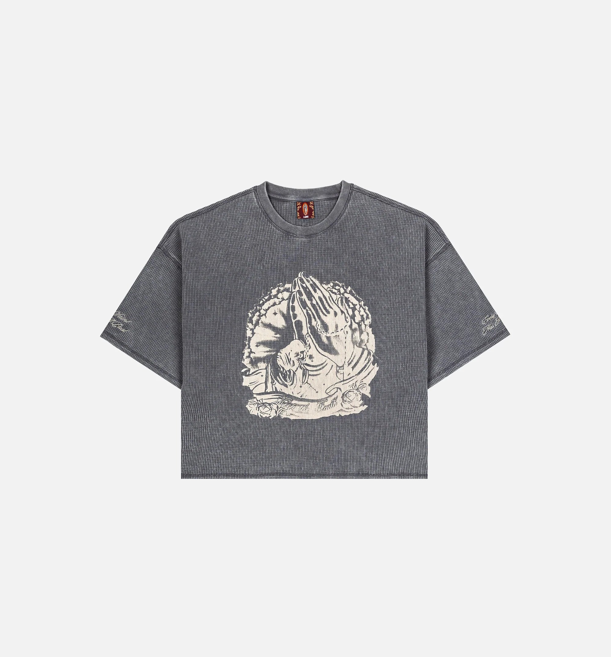 Keep The Faith Thermal Mens Short Sleeve Shirt Grey Beige