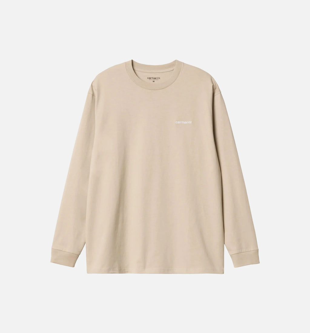 Script Mens Long Sleeve Shirt Beige