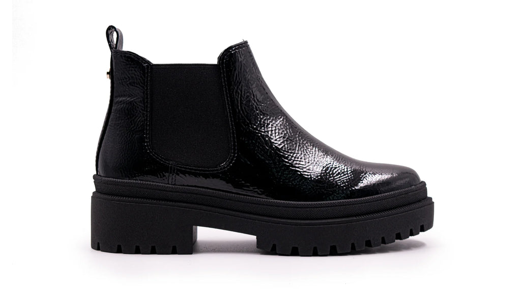 Botines Hispana de Charol Negro para Mujer