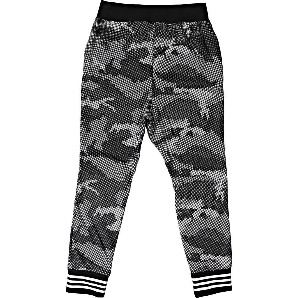 Low Crotch Print Tech Sweatpants Black White Camo