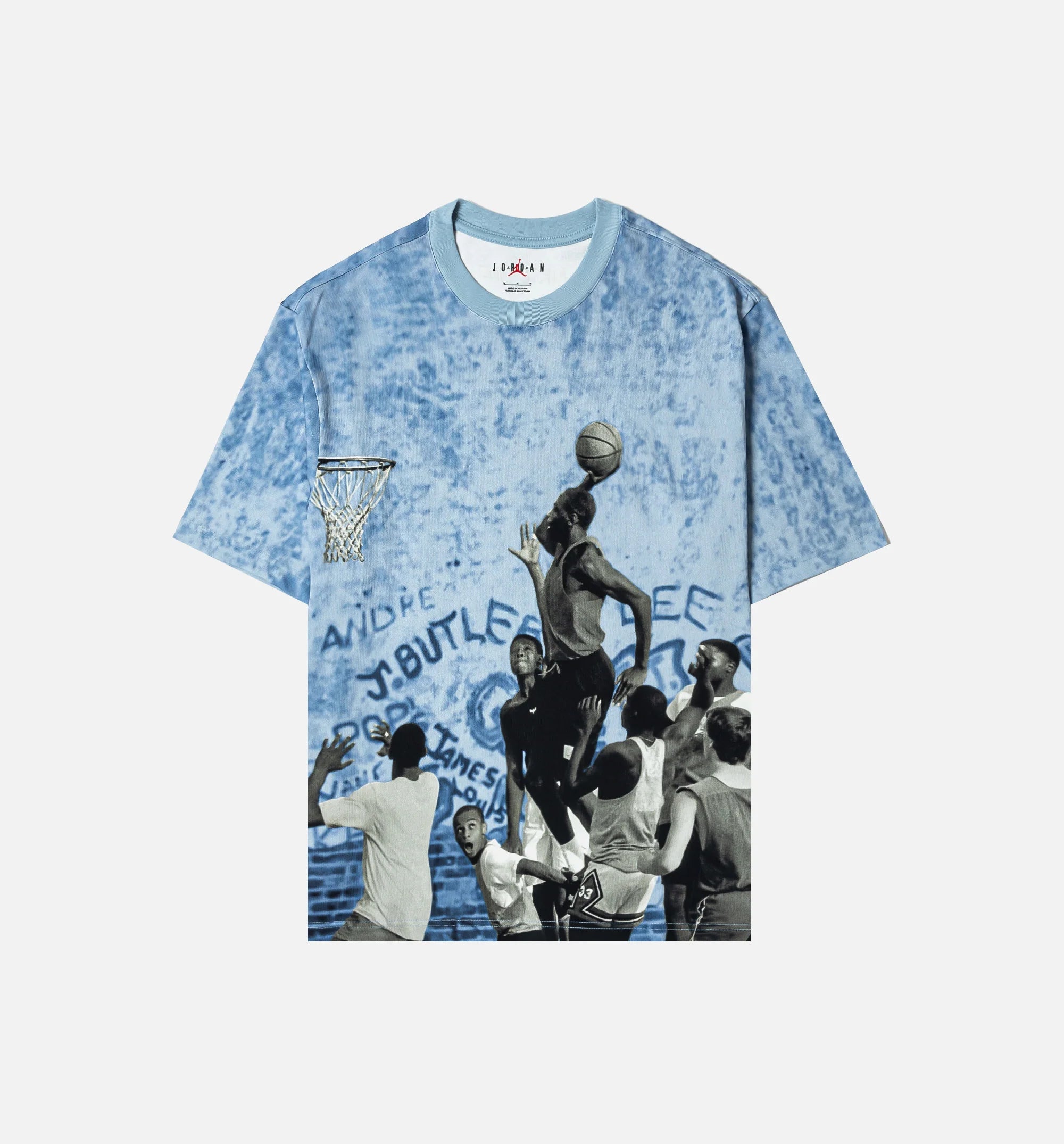 AJ 85 Graphic Mens Short Sleeve Shirt Blue Black