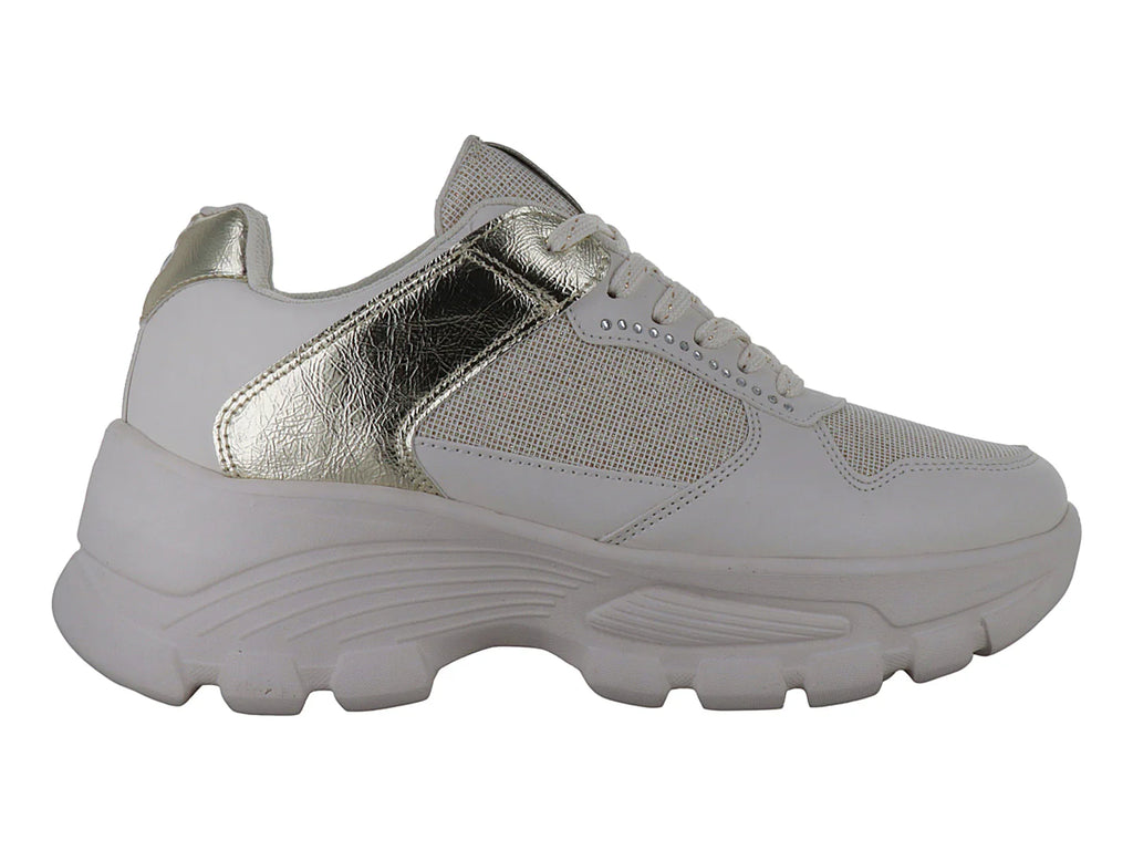 Tenis Clasben Fayeth Beige Oro para Mujer