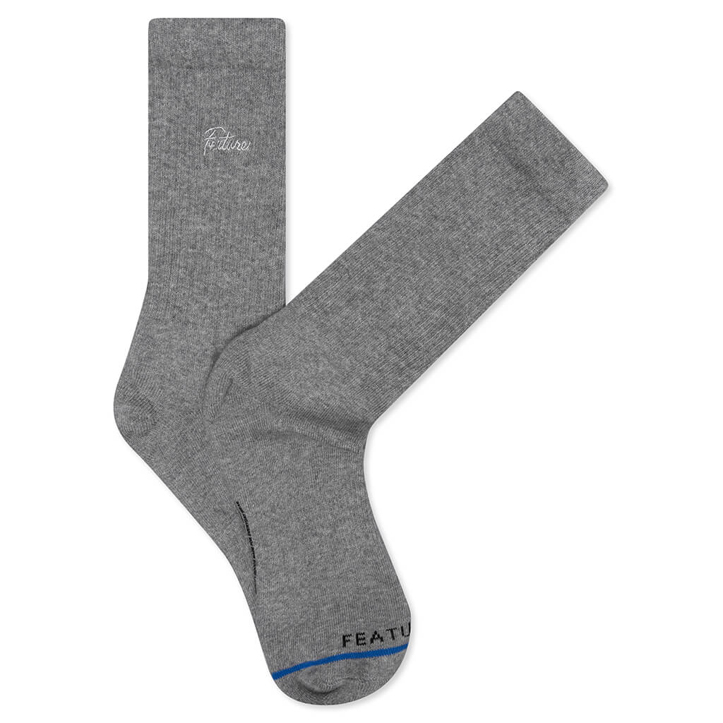 Tonal Script Crew Sock Heather Grey Black White 3 Pack