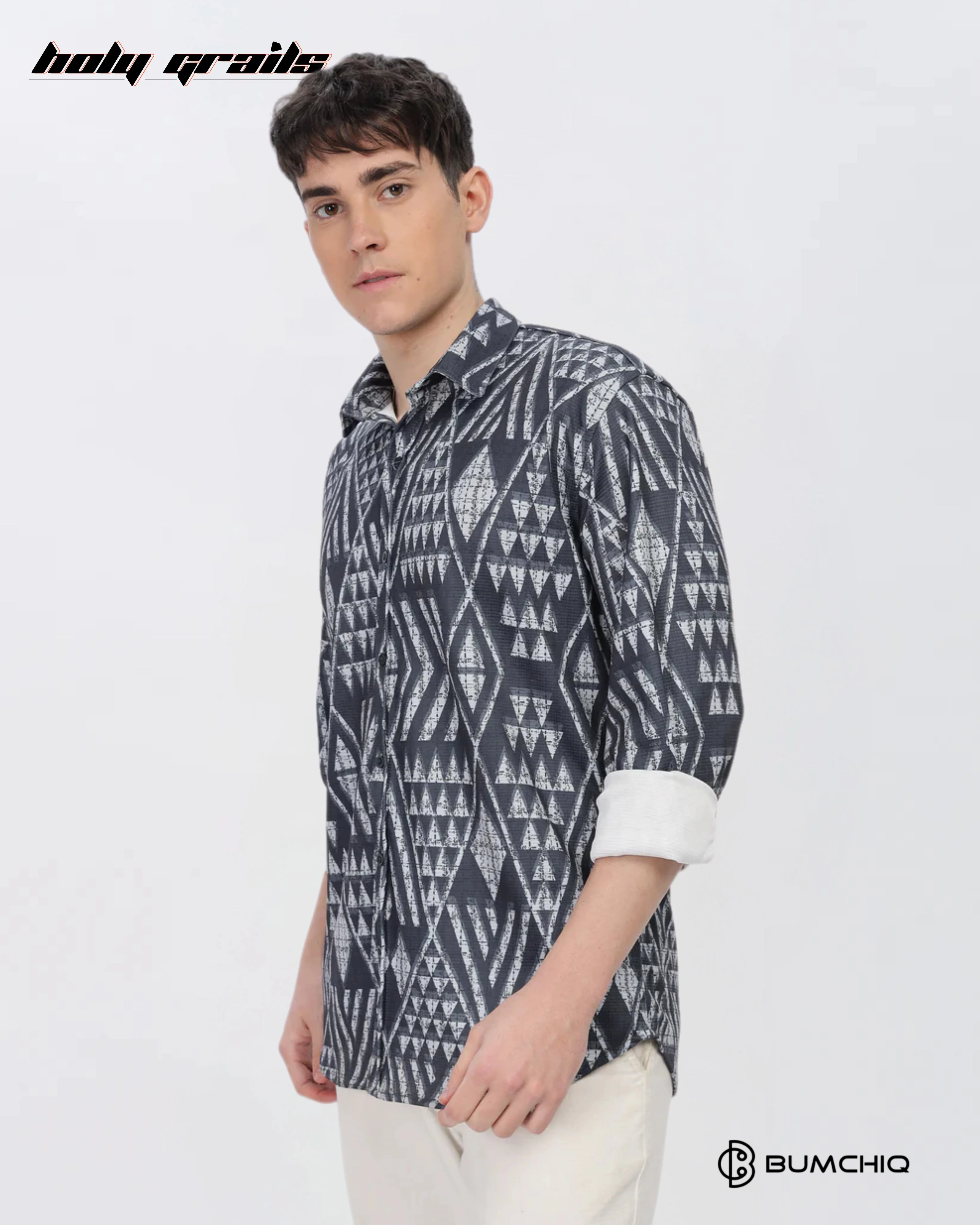 Grey Geometrical Black Shirt HG x Bumchiq