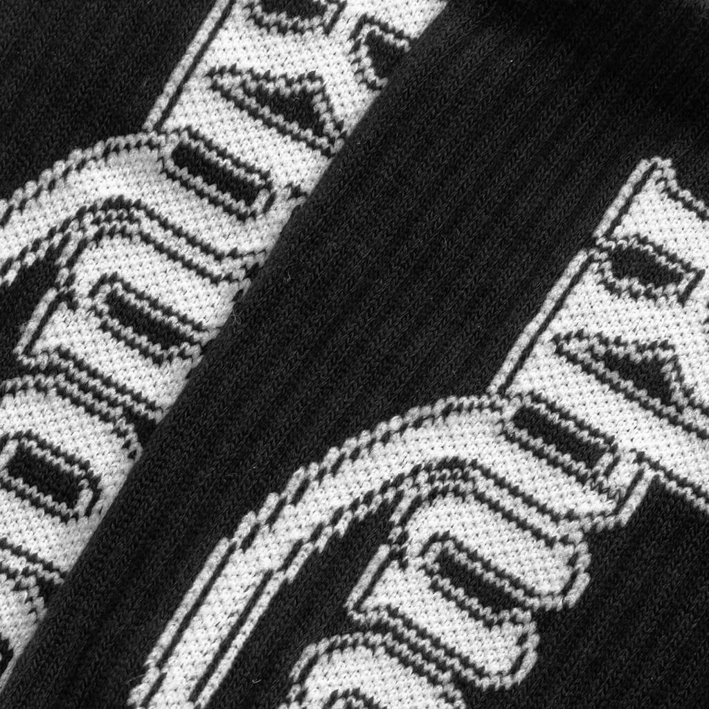 Vertical Race Track Sock Black White