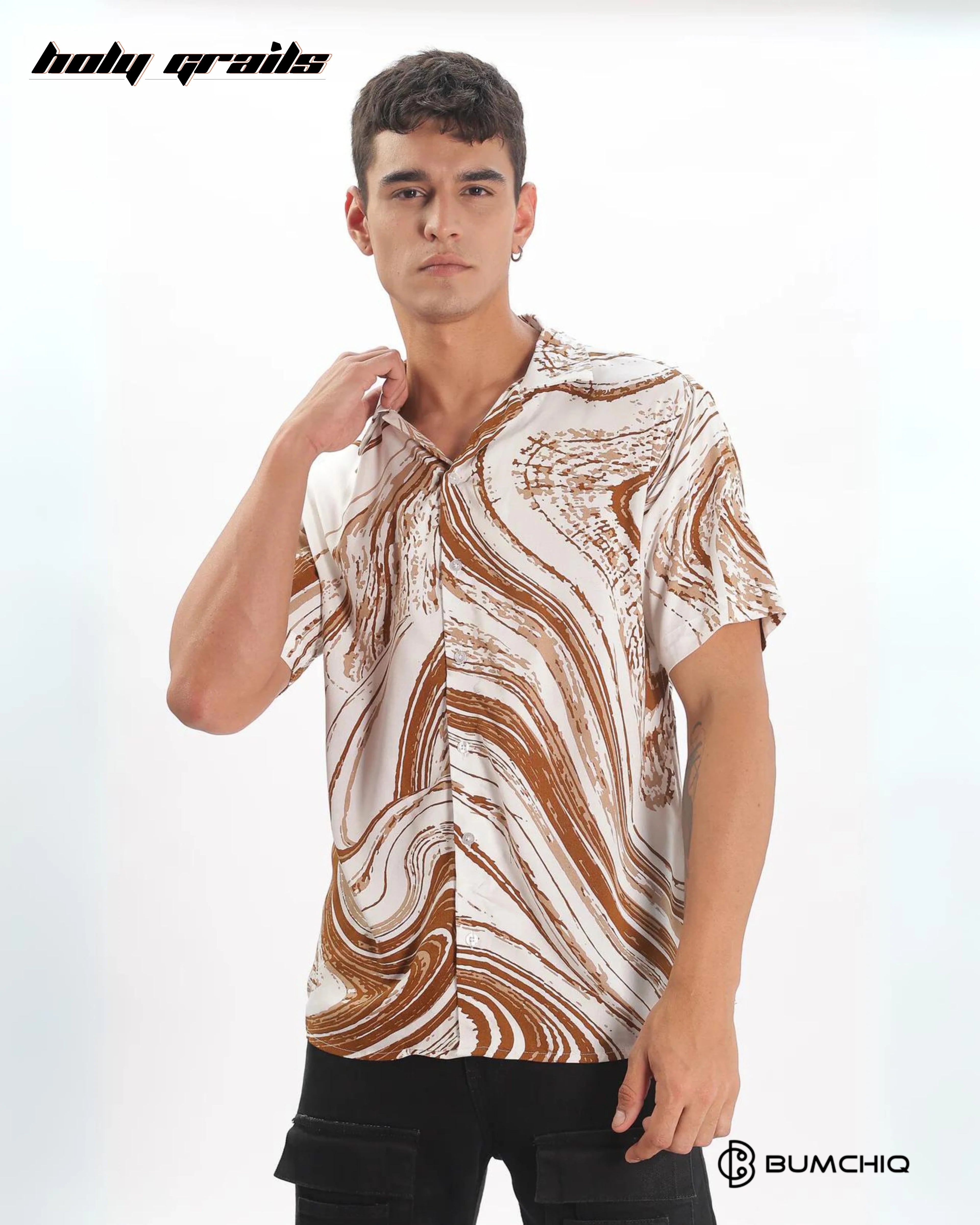 Wavy Brown Textured Shirt HG x Bumchiq