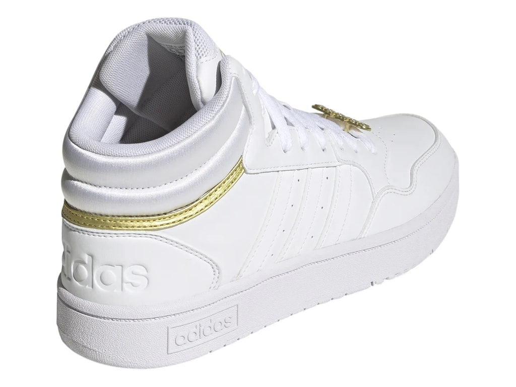 Tenis Adidas Hoops 30 Mid Blancos con Dorado para Mujer