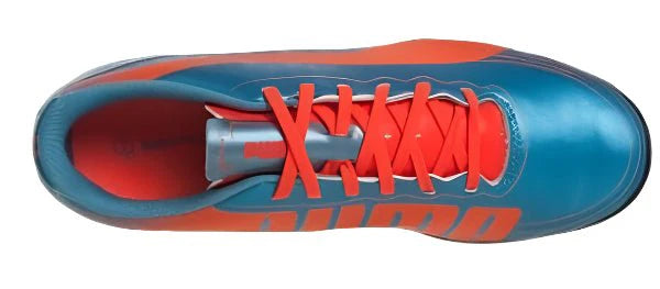 PUMA Kids evoSPEED 52 TT Jr Turf Football Boots Blue Fluro Peach