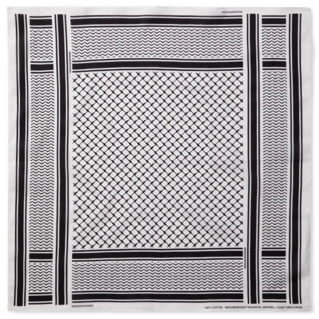 Shemagh Pattern Bandana White Black