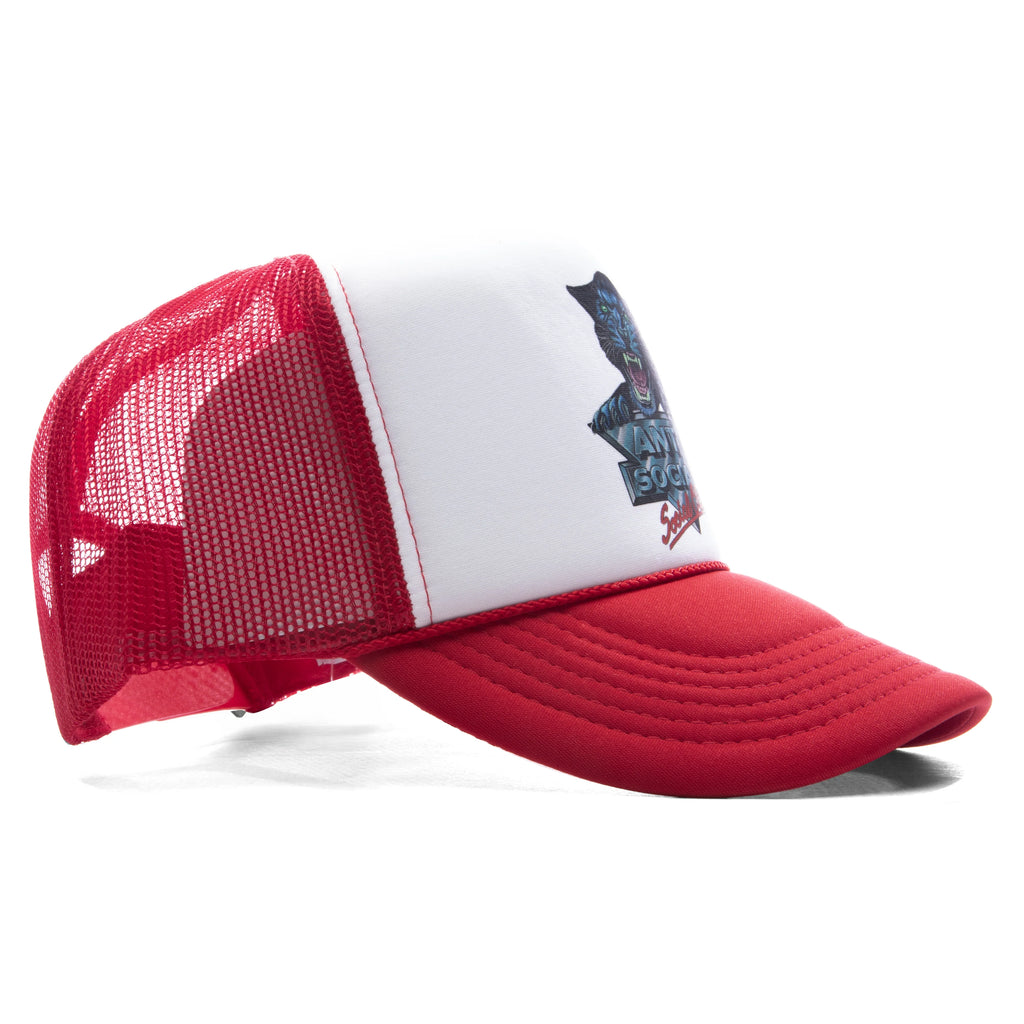 Snow Cat Trucker Cap White Red
