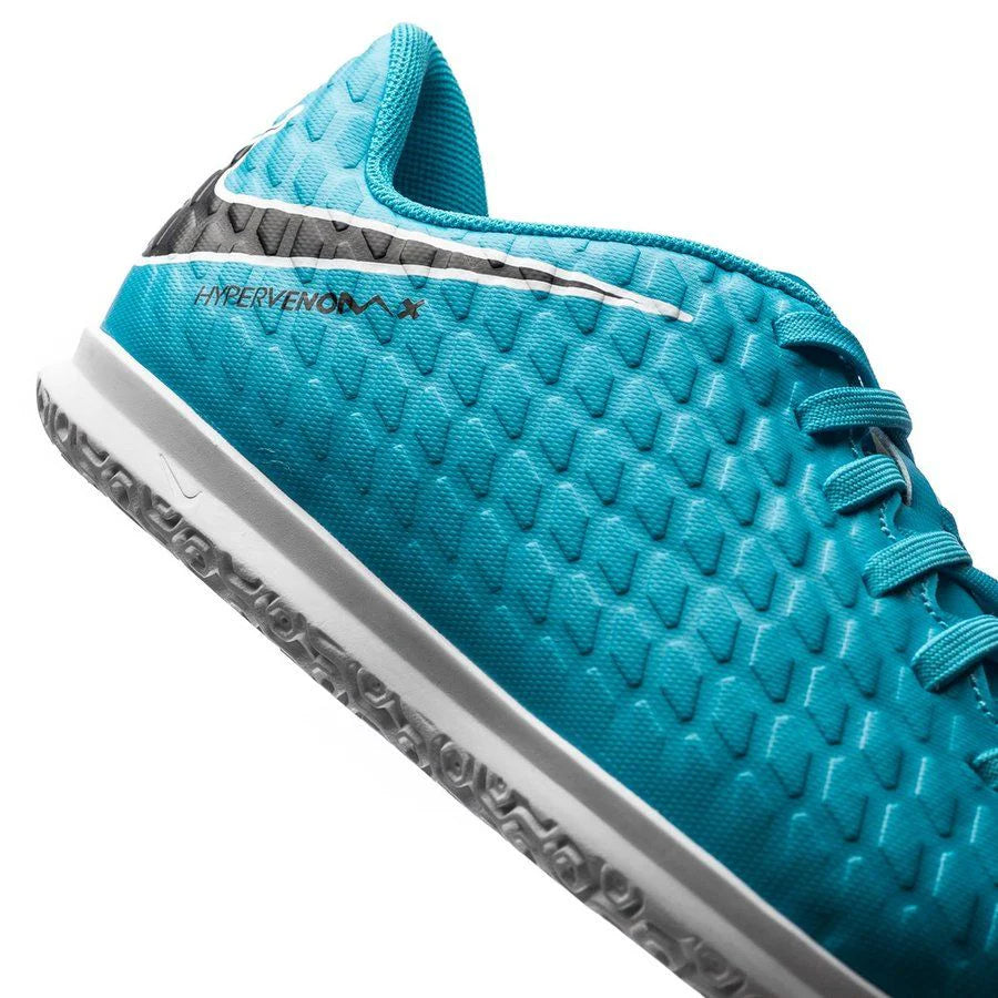 Nike Jr HypervenomX Phade III IC Indoor Soccer Shoes White Black Photo Blue