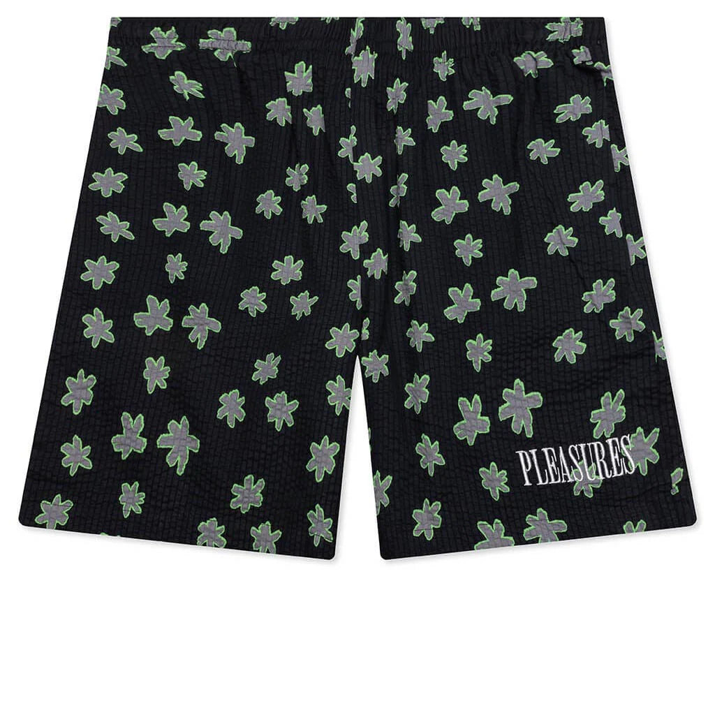 Floral Seersucker Shorts Black