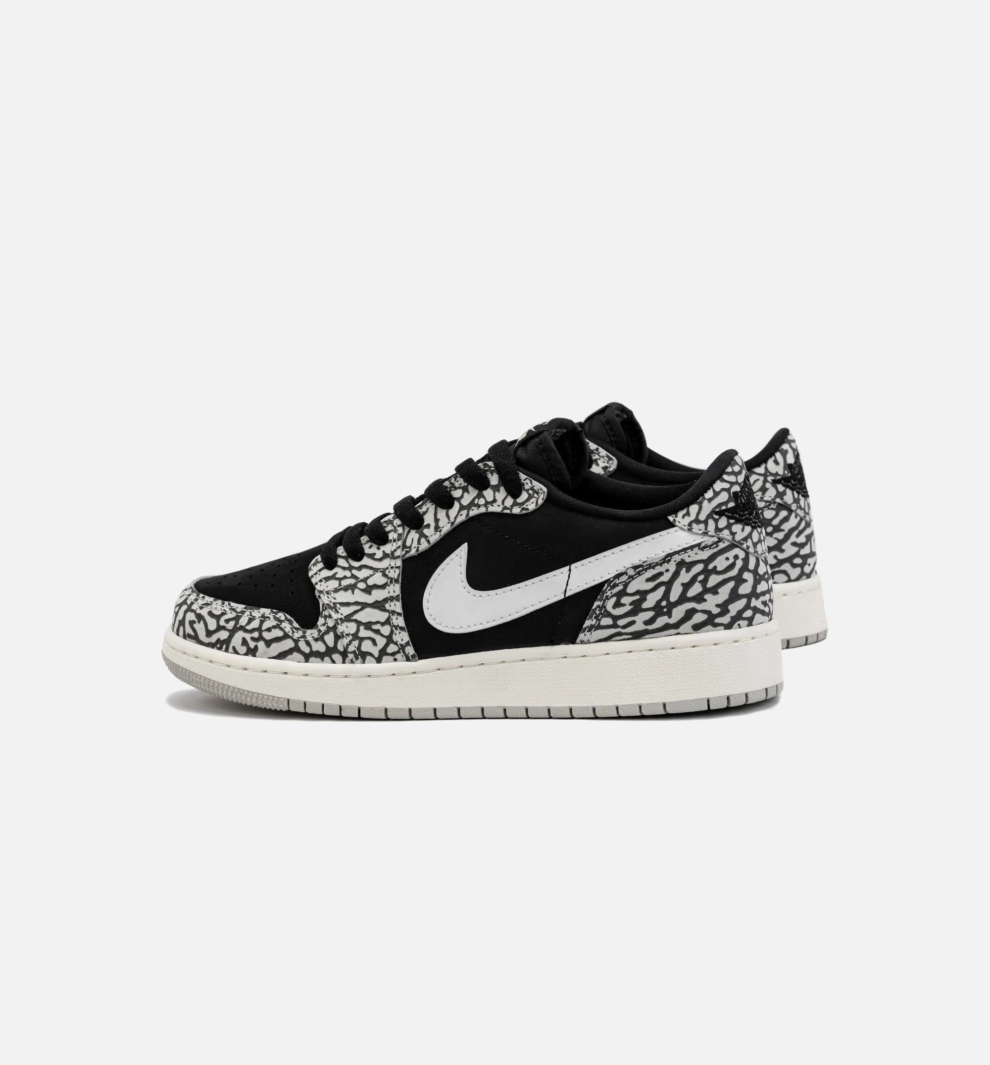 Air Jordan 1 Retro Low OG Black Cement Grade School Lifestyle Shoe Black Grey