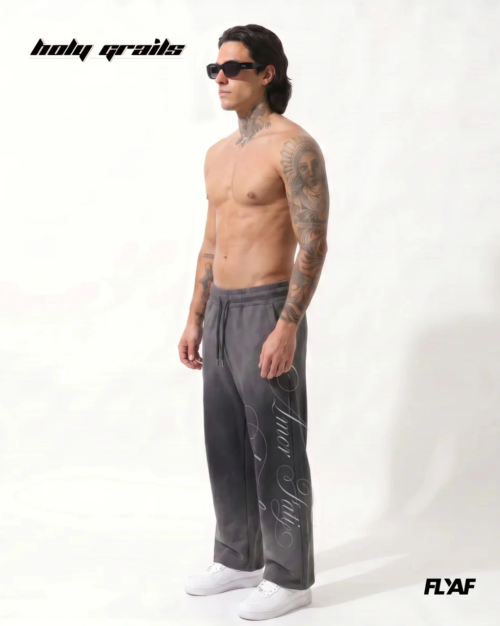 Amore Grey Baggy Joggers HG x FLYAF