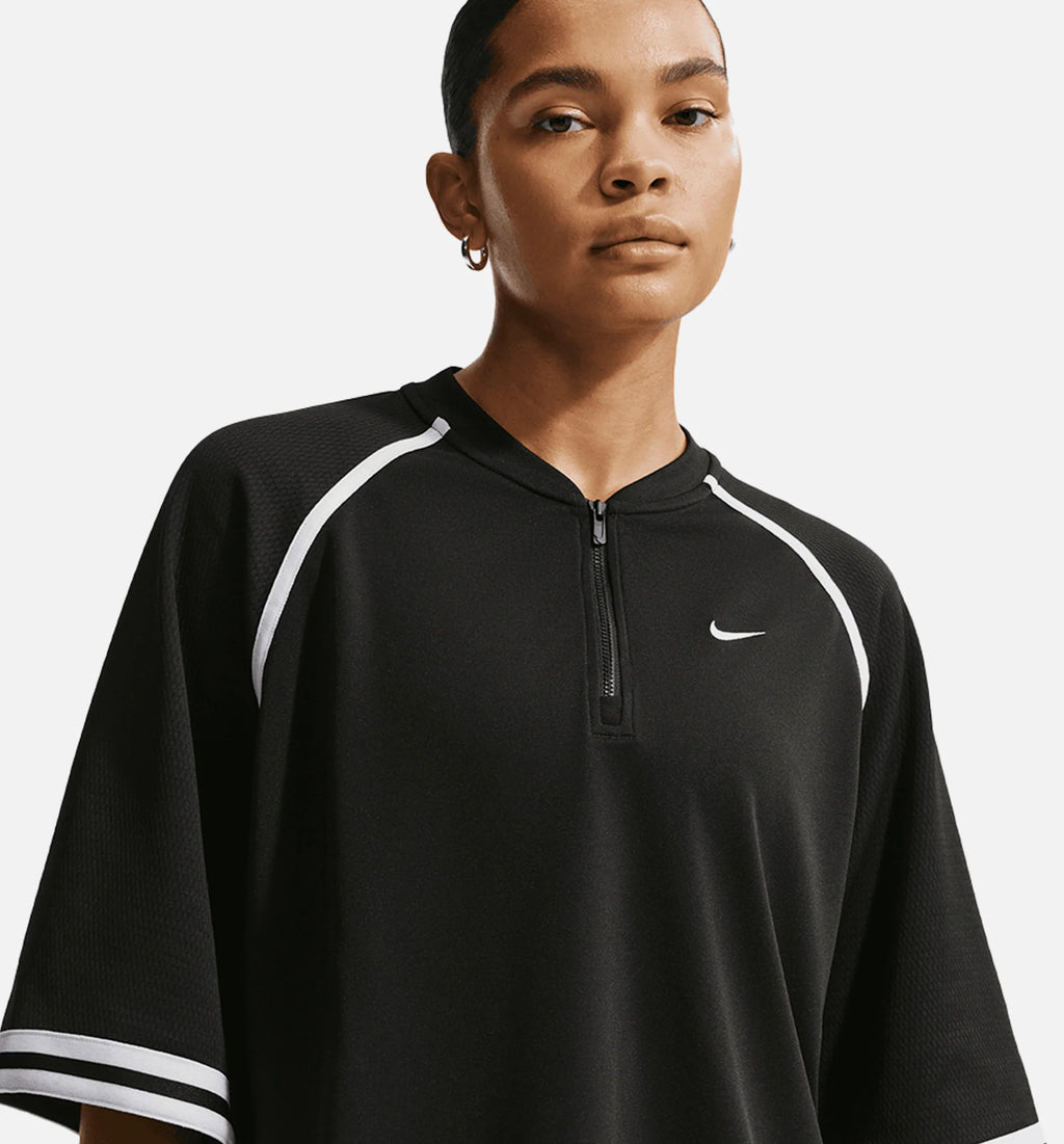 Oversized Drop Shoulder Womens Short Sleeve Shirt Black Black