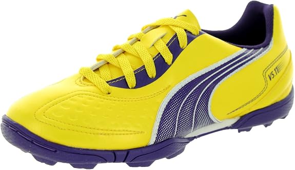 PUMA V511 TT Jr Turf Youth Soccer Cleats Yellow Purple Yellow