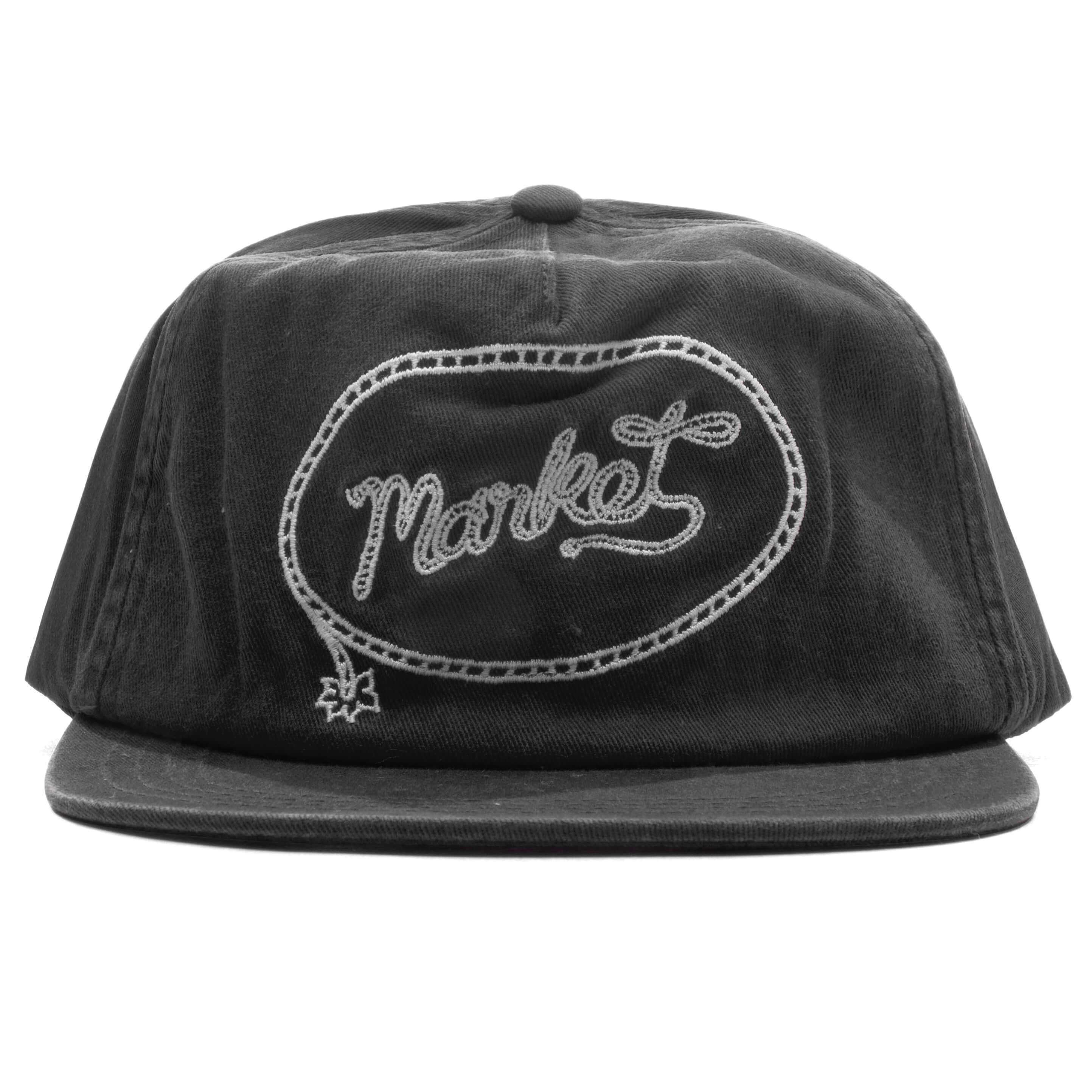 Market Lasso Lockup 5 Panel Hat Pirate Black