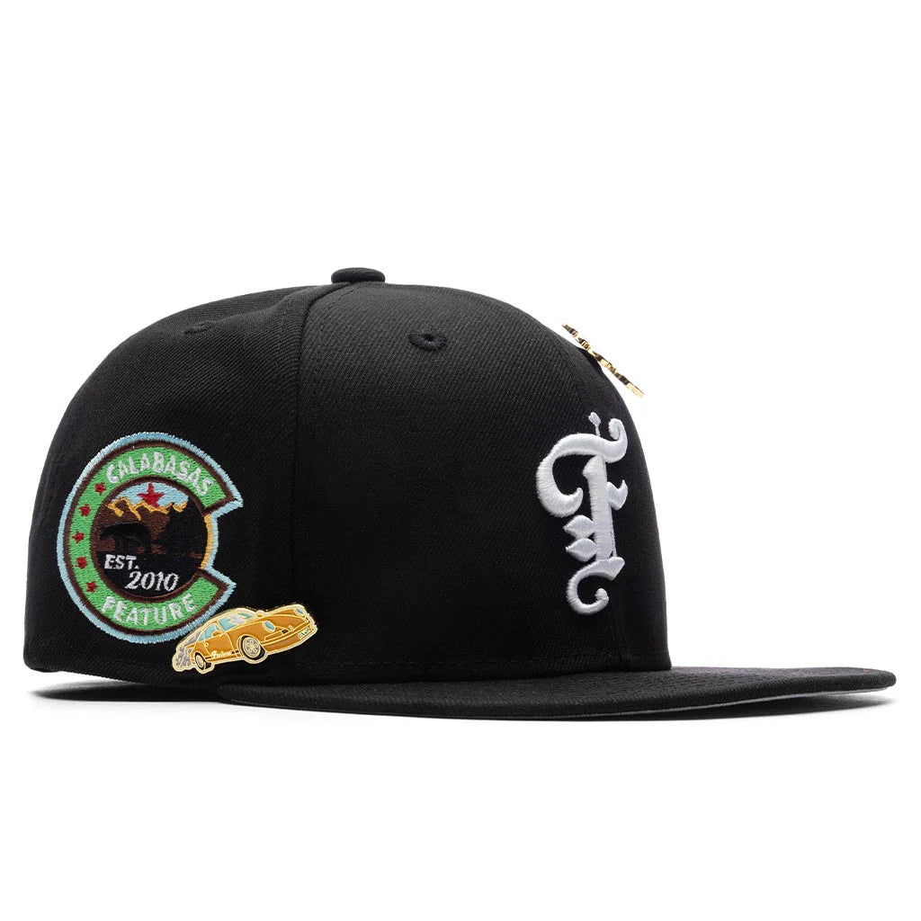 Feature x New Era Old English Calabasas Fitted Black Snow Grey