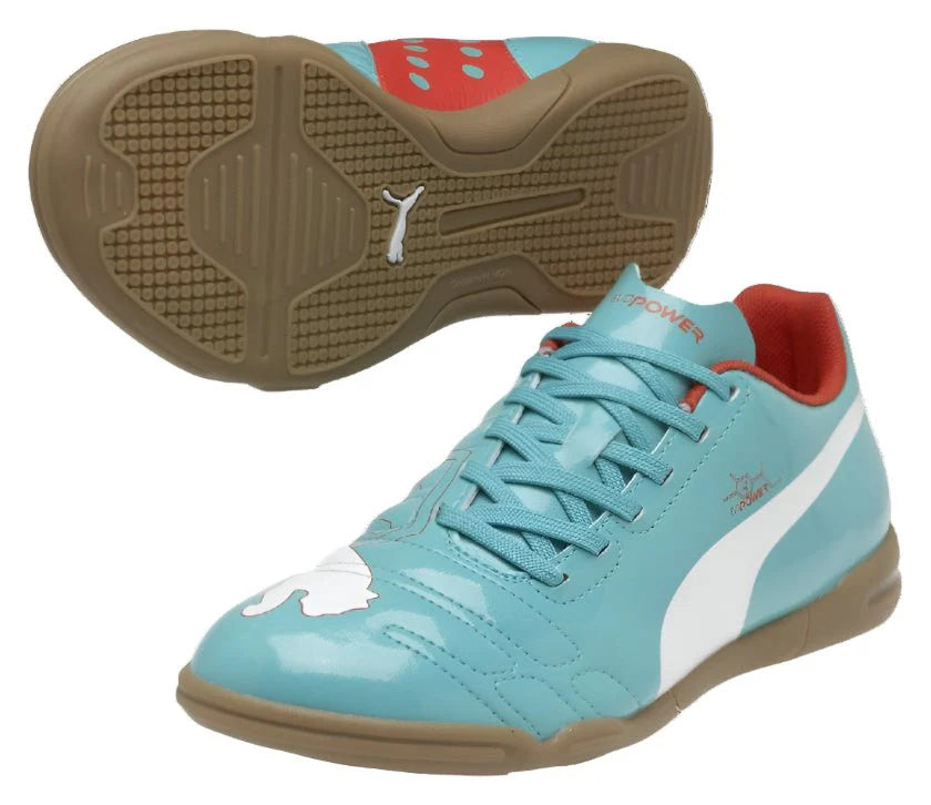 PUMA Kids evoPower 4 IT Indoor Boots Jr Fluro Peach Blue
