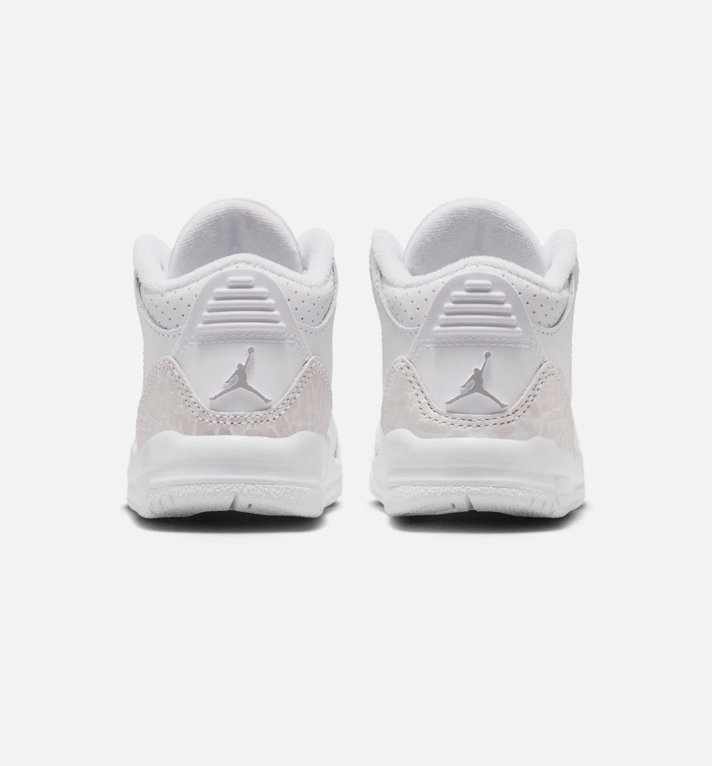 Air Jordan 3 Retro White And Silver Infant Toddler Lifestyle Shoe White Metallic Silver