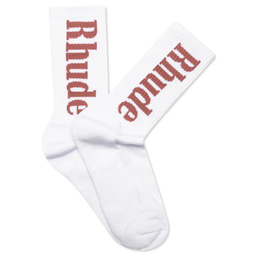 Logo Sock White Mauve