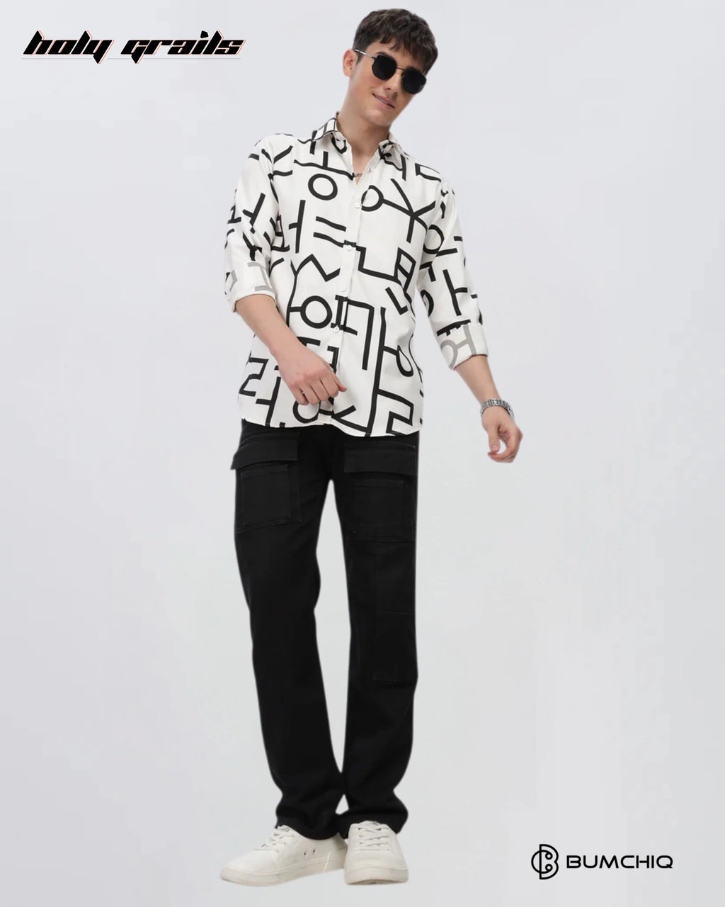 Black Abstract White Shirt HG x Bumchiq