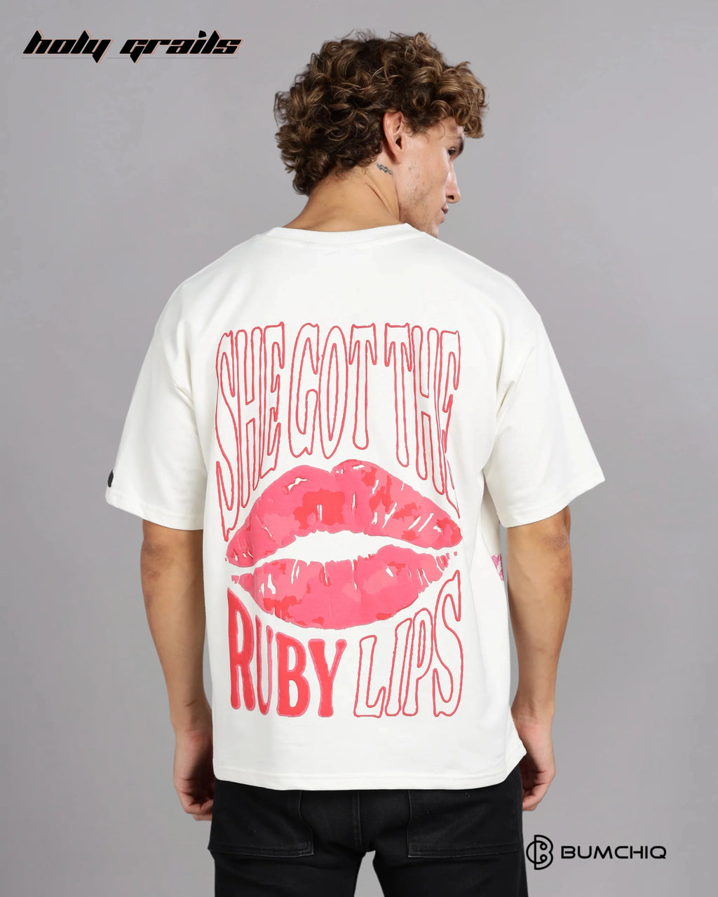 Ruby Lips White Oversize Tee HG x Bumchiq