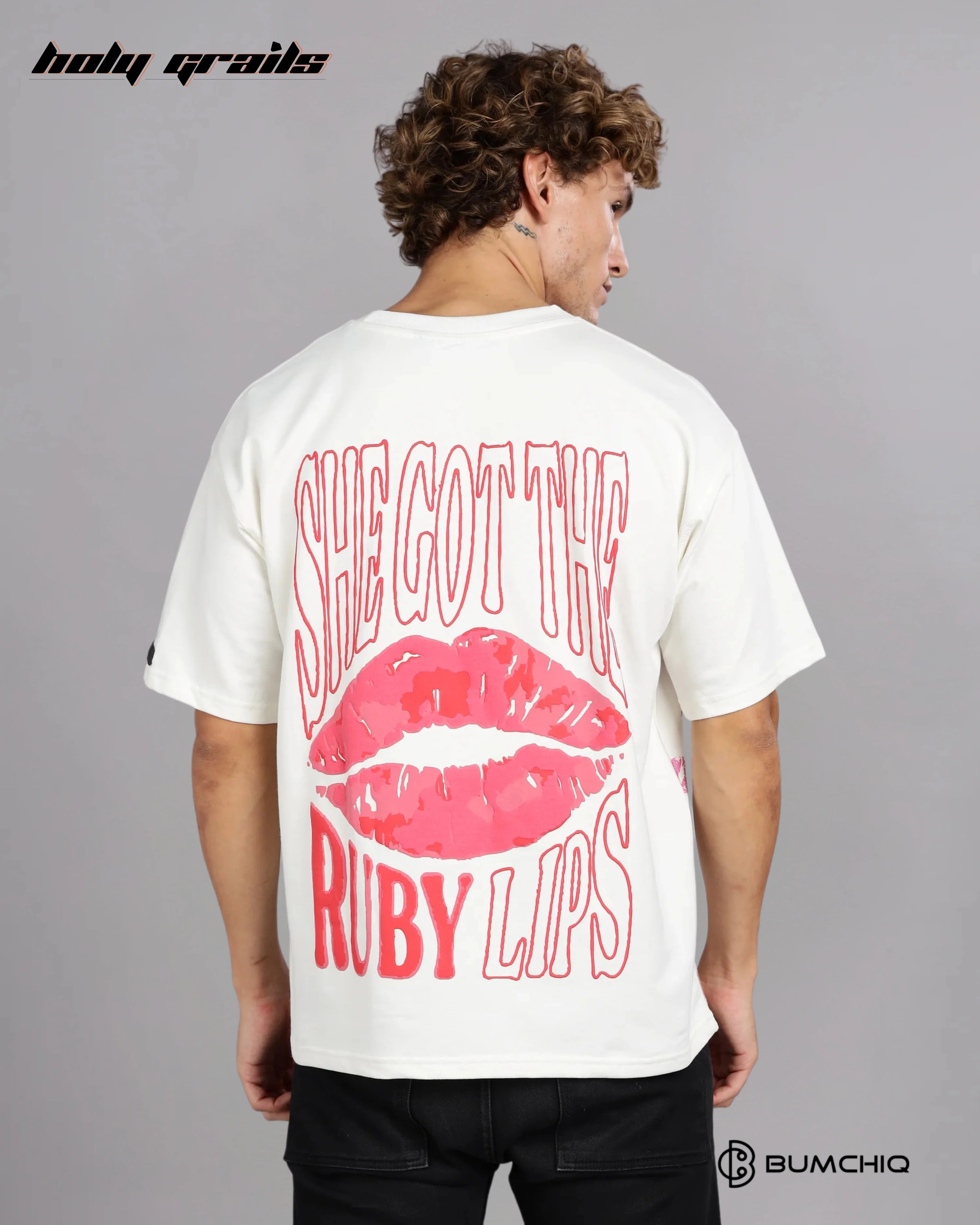 Ruby Lips White Oversize Tee HG x Bumchiq