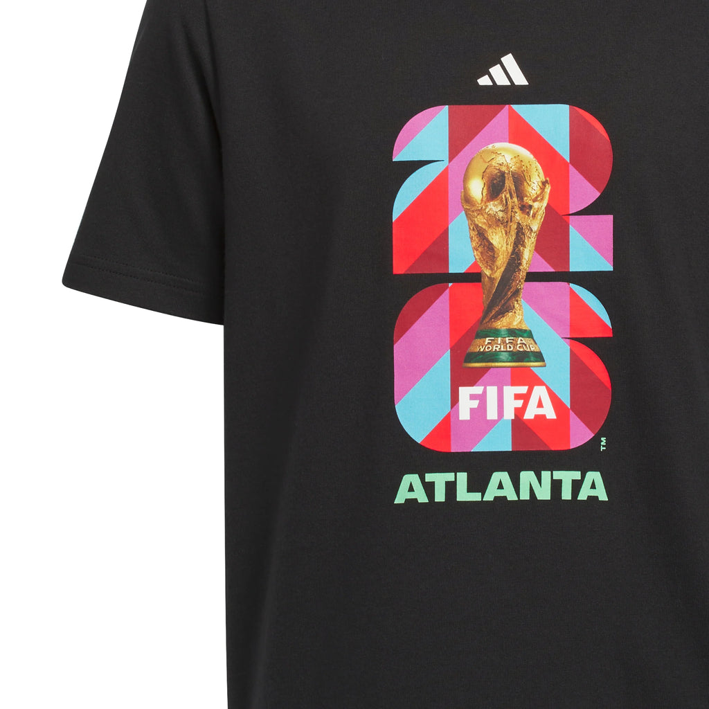 adidas FIFA World Cup 26 Host City Atlanta Graphic Youth Soccer T Shirt Black