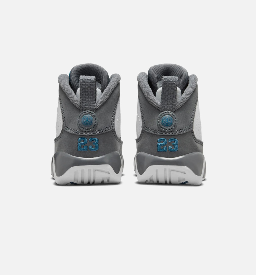 Air Jordan 9 Retro Flint Grey and French Blue Infant Toddler Lifestyle Shoe White French Blue Flint Grey