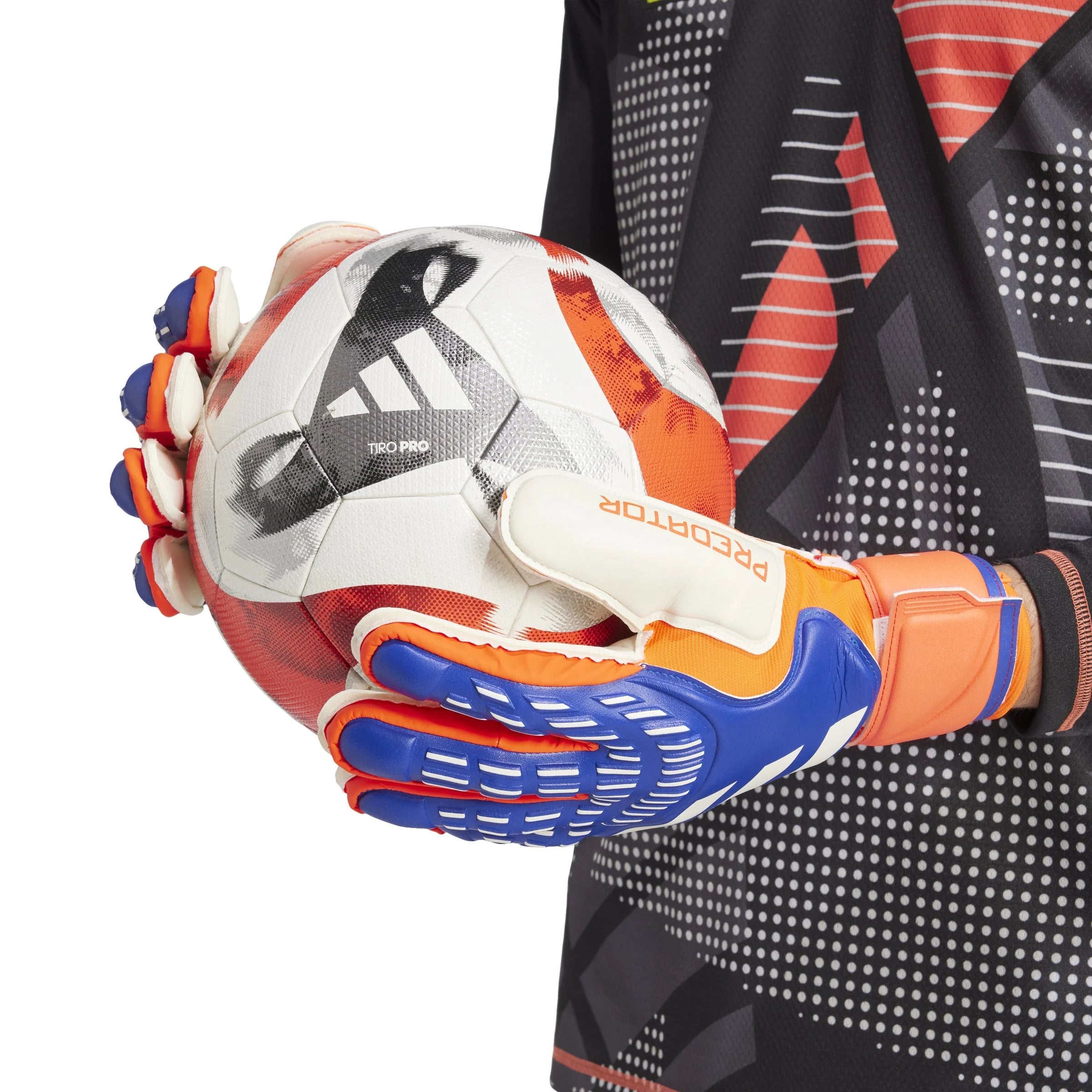 adidas Predator Match Fingersave Goalkeeper Gloves Lucid Blue Red White