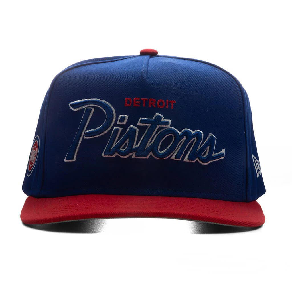 9FIFTY A Frame Curved Hardwood Classics Script Snapback Detroit Pistons