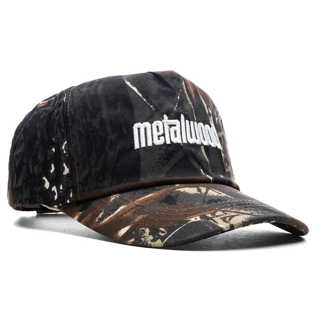 Metal Logo 5 Panel Hat Real Leaf Camo