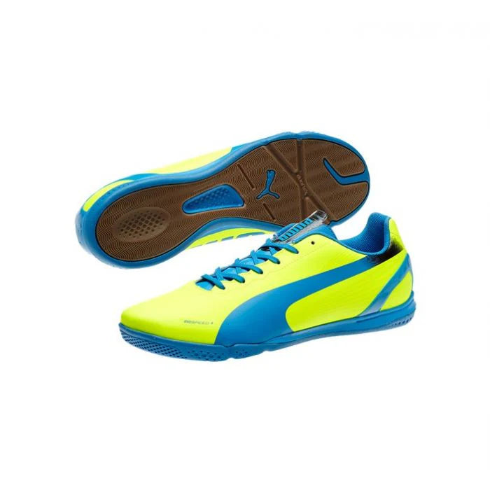 PUMA evoSPEED 42 IT Indoor Soccer Shoes Yellow Blue
