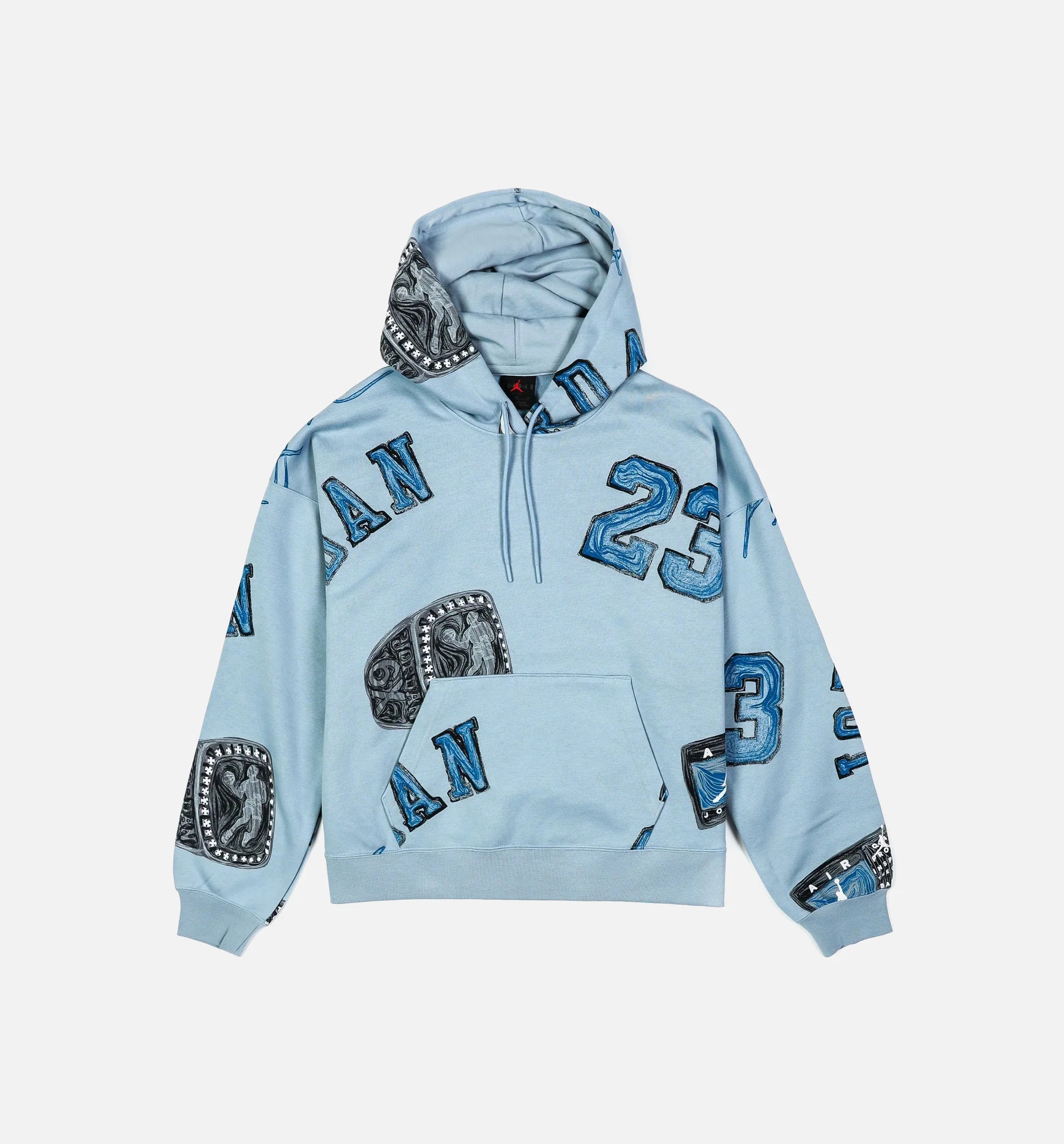 Brooklyn Fleece All Over Print Mens Pullover Hoodie Blue Grey