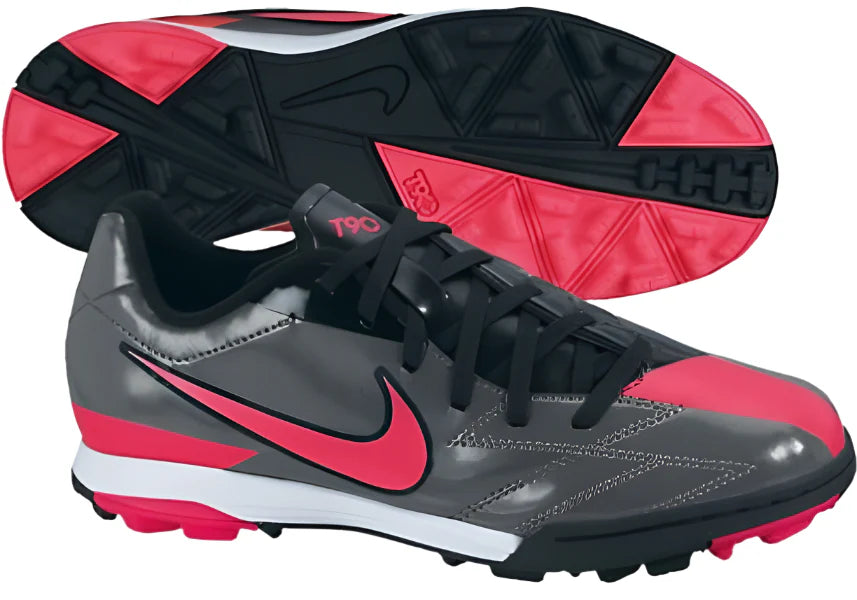 Nike Jr T90 Shoot IV TF Turf Soccer Cleats Black Red