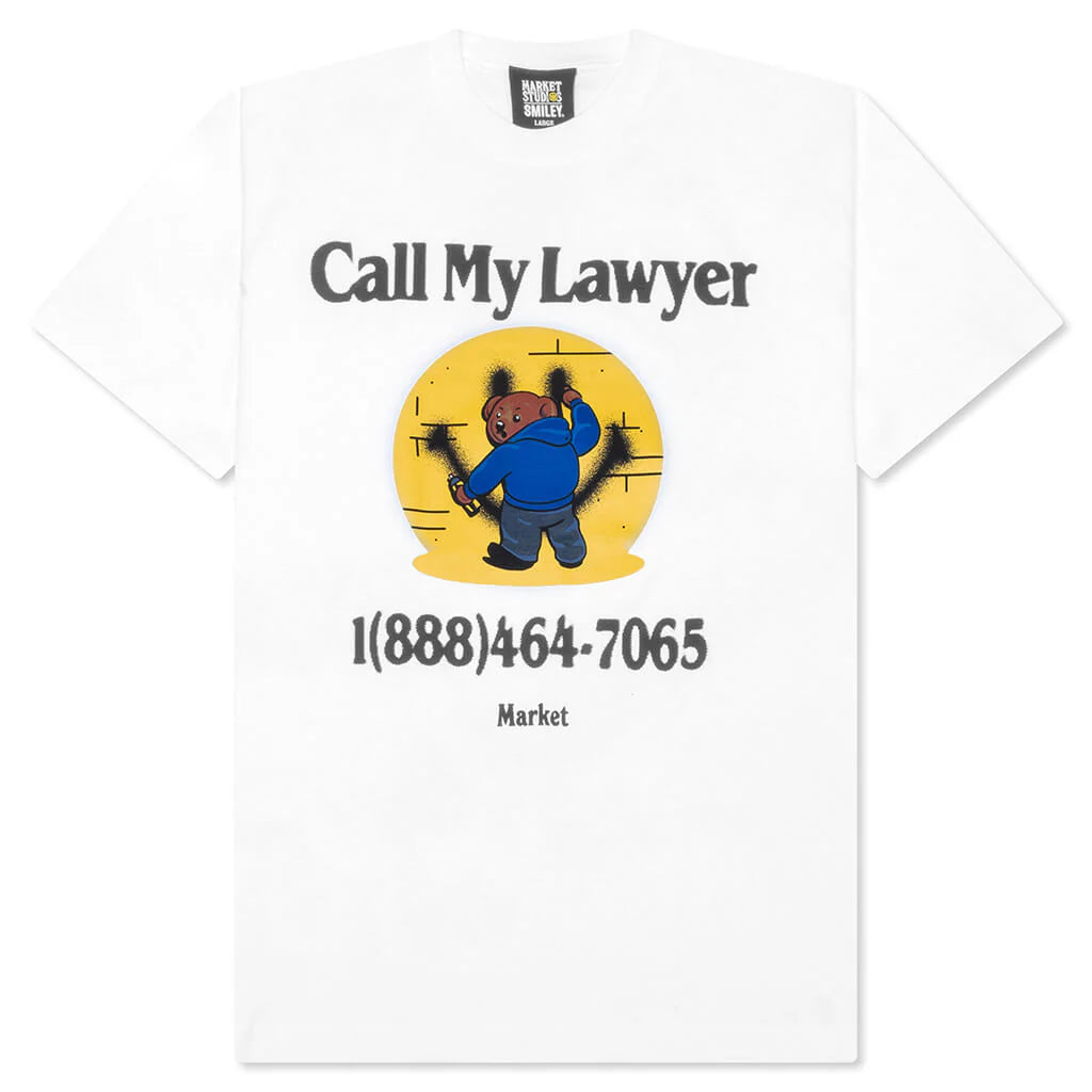 Smiley Call My Lawyer Bear T Shirt White