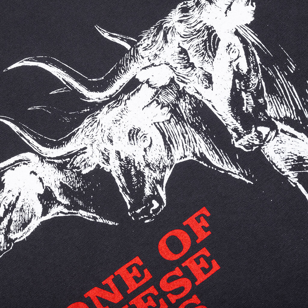 Long Horn Short Sleeve T Shirt Washed Black