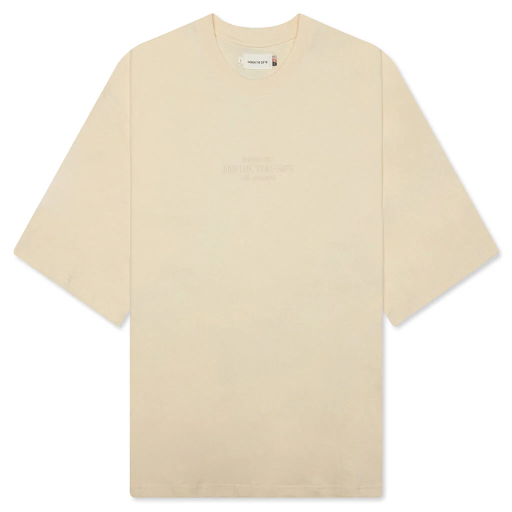 B Summer Embroidery Box Tee Bone