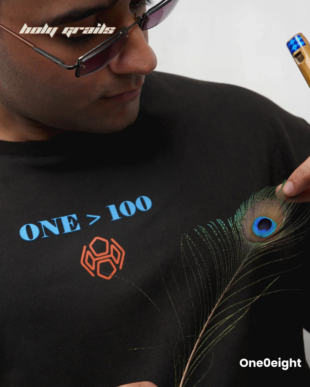 One 100 Black Oversize Tee HG x One0eight