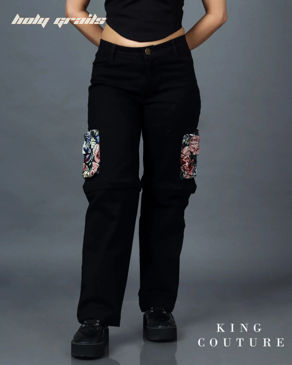 Floral Pocket Detachable Zipper Pants HG x King Couture