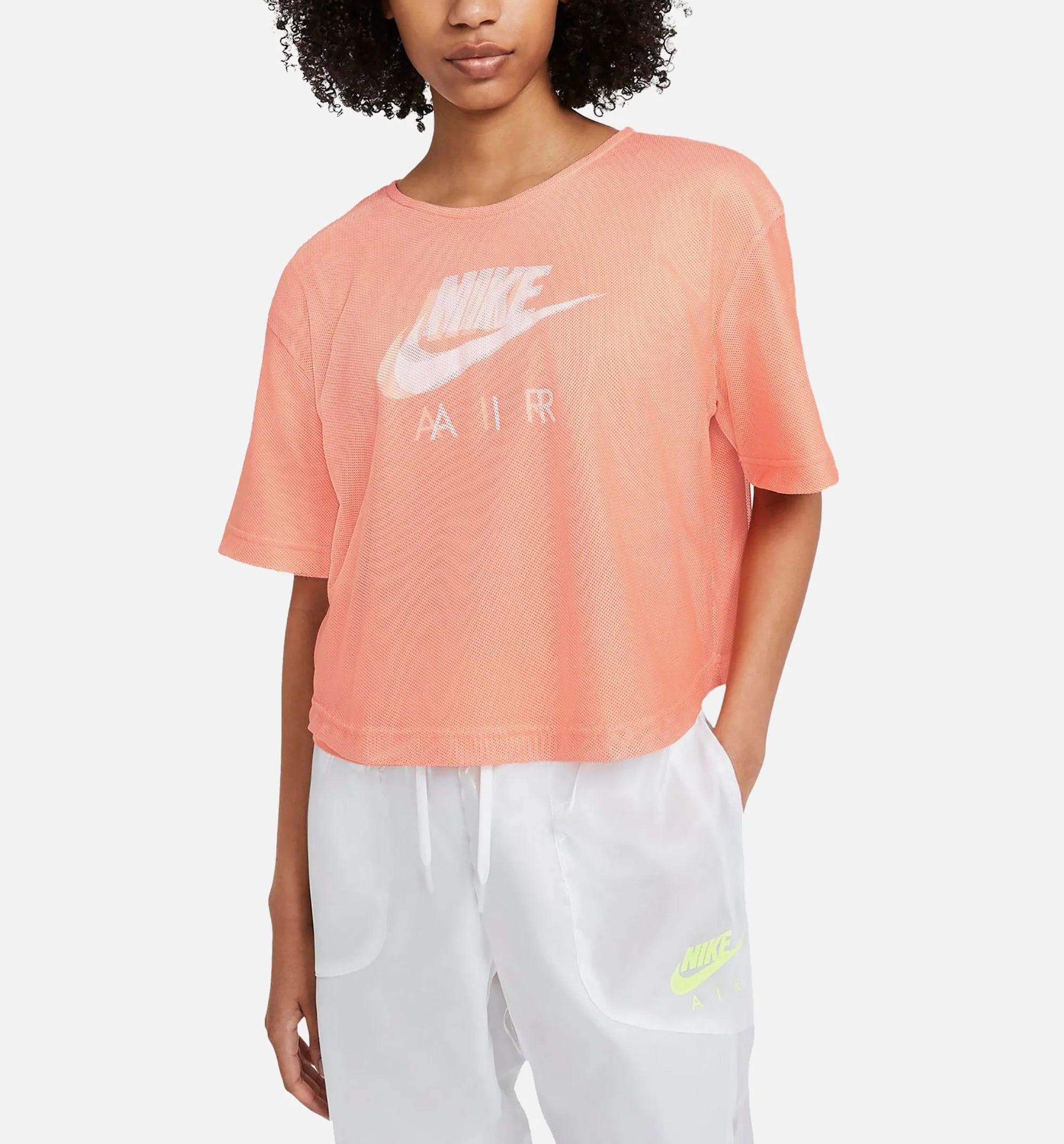 Sportswear Air Mesh Short Sleeve Womens T Shirt Pink