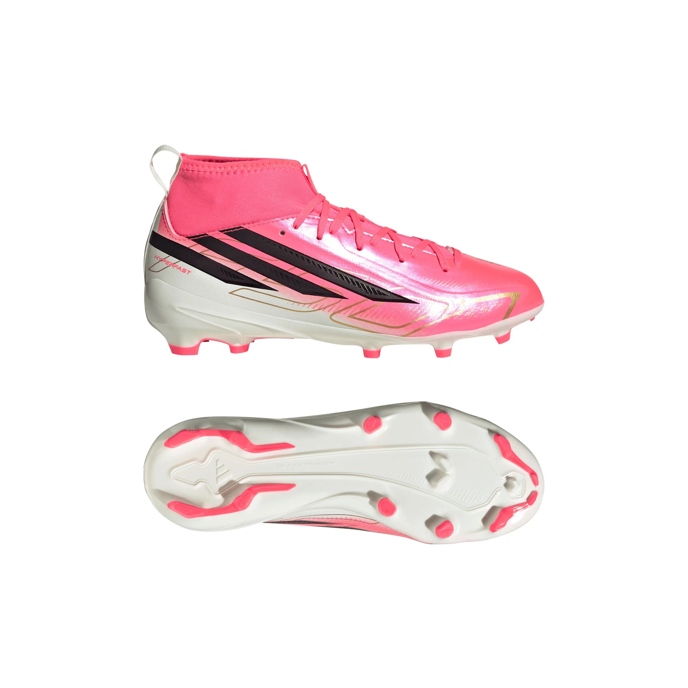 adidas F50 Hyperfast League Mid Firm Ground Youth Soccer Cleats Turquesa Black Gold